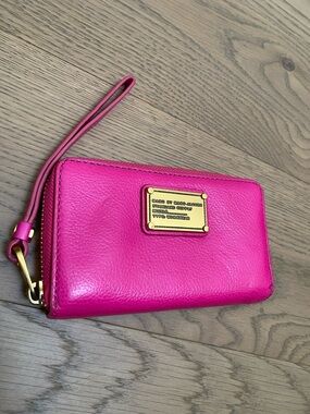 Marc by Marc Jacobs Hot Pink Leather Wristlet with Gold Plate